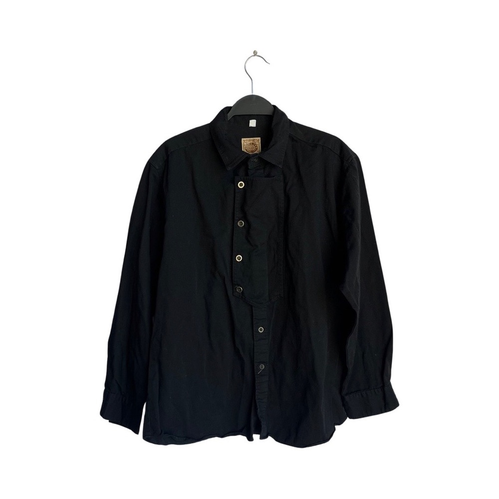 wahoo true west outfitters black button down long sleeve size large